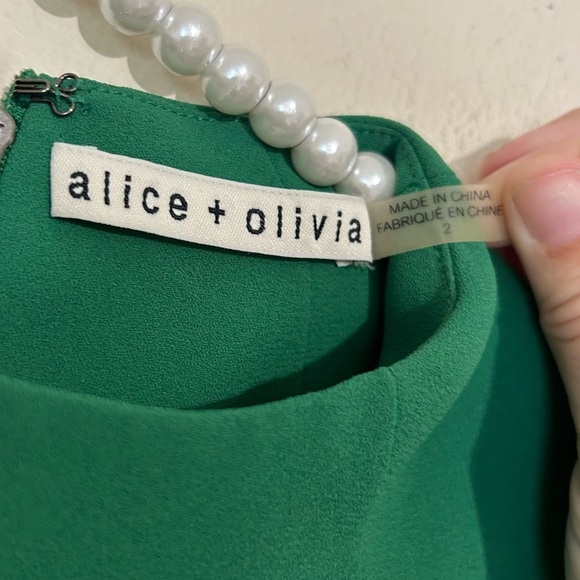 Alice + Olivia Coley Mini Green A-Line Sleeveless Dress SIZE 2 - Picture 4 of 6